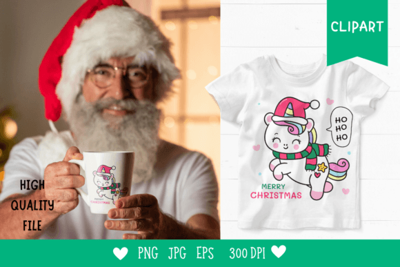 Christmas Unicorn Clipart Cute Kawaii: A Magical Design Addition