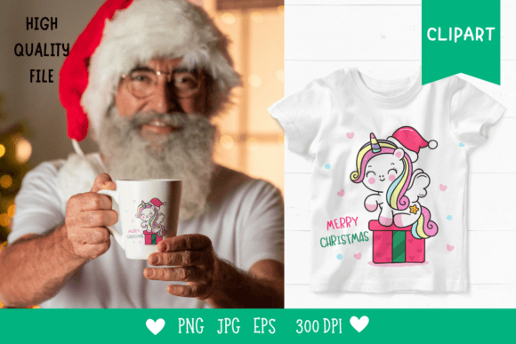 Christmas Unicorn Clipart Cute X Mas: Magical Holiday Design