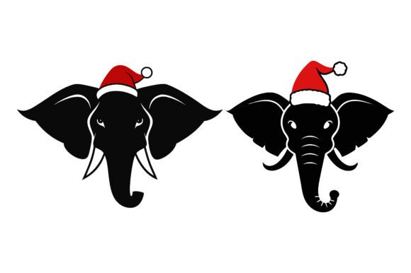 Elephant with Christmas Hat Silhouette: A Unique Design for Creative Projects