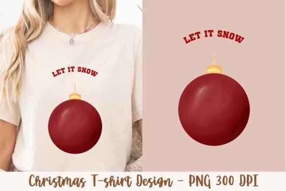 Let It Snow Red Christmas Ornament Ball Design