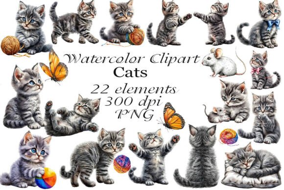Unlock Creative Potential with Watercolor Cats Clipart PNG for Design Projects