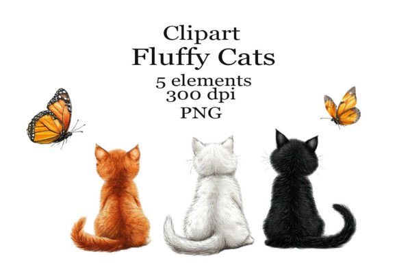 Watercolor Clipart Fluffy Cats: Soft Art for Creative Projects